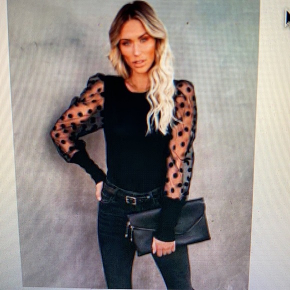 Vici Tops - Vespa Contrast Polka Dot Sleeve Knit Top